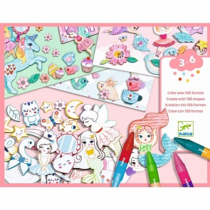 Набор для творчества – Девочки, с трафаретами и карандашами (Djeco, 08996)